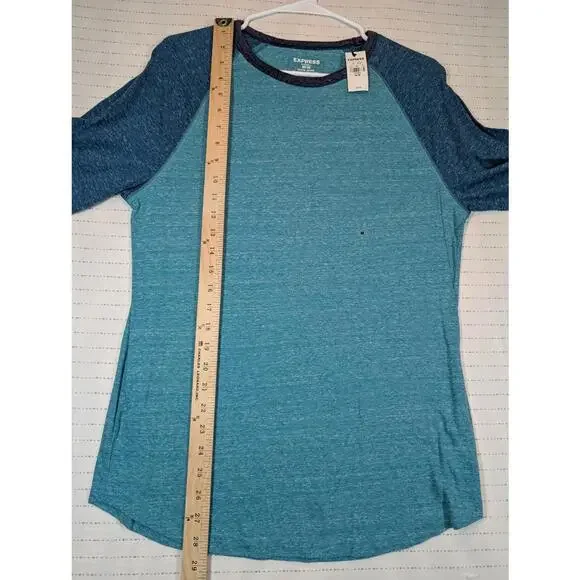 Express Baseball Raglan Shirt Colorblock Long Sleeve Casual Mens Medium - Picture 7 of 7